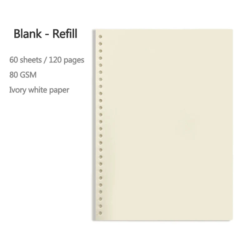 A5 B5 Line Grid 20Holes Loose-Leaf Notebook Refill Spiral Binder Paper Index Inside Page Dot Grid Blank Connell Stationery
