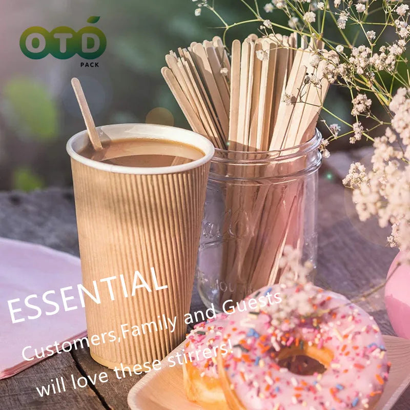 Individually Paper Wrapped Wooden Coffee Stirrers Disposable Wood Sticks for Coffee/Tea/Hot Beverage/Hot Chocolate/Cold Drinks