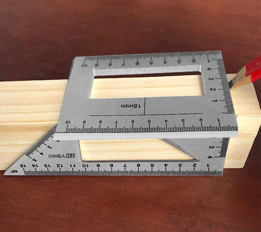 Aluminum Woodwork Scriber T Ruler Multifunction Square 45/90 Degree Gauge Angle Ruler Measuring Woodworking Tool