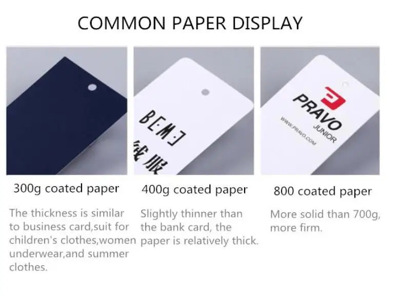 200pcs Custom Vintage Paper Hangtag Clothing Price Size Hang Tag 400g 800g Wood Paper with CMYK Logo Printing Recycled Cardboard