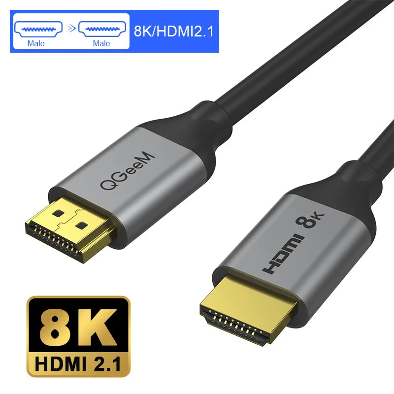 QGeeM 8K HDMI Cable HDMI 2.1 Wire for Xiaomi Xbox Serries X PS5 PS4 Chromebook Laptops 120Hz HDMI Splitter Digital Cable Cord 4K