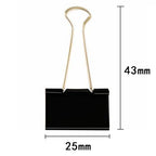 10PCS Metal Paper Clip 19 25 32 41 51mm Foldback Metal Binder Clips Black Grip Clamps Paper Document Office School Stationery