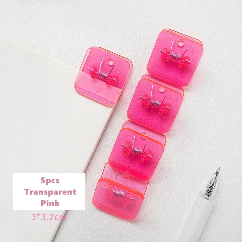 5pcs Candy Mini Square Clips Transparent & Solid Color Page Holder Paper Clip for Memo File Magazine Household A6794