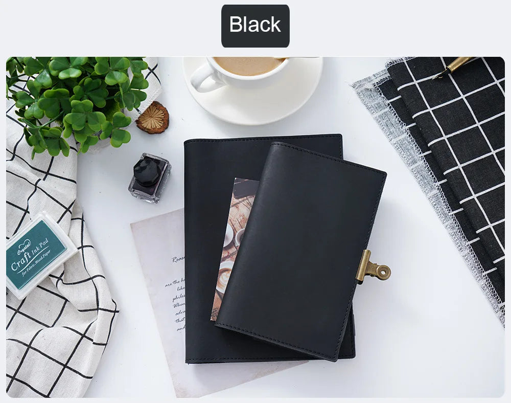 100% Genuine Leather Cover A5A6B6 Sketchbook Planner with Grid Blank Insert Retro Notebooks and Journals Diary Cover Stationery