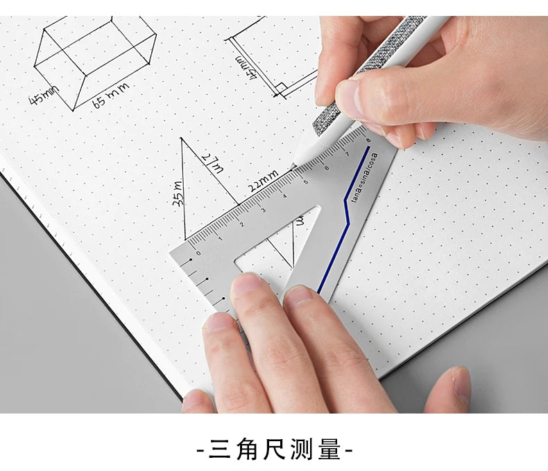 Youpin 4 in 1 Fizz Metal Ruler Stationery Set Aluminum Alloy Multifunctional Combination Ruler Ruler Triangle Protractor Drawing