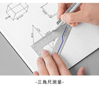 Youpin 4 in 1 Fizz Metal Ruler Stationery Set Aluminum Alloy Multifunctional Combination Ruler Ruler Triangle Protractor Drawing
