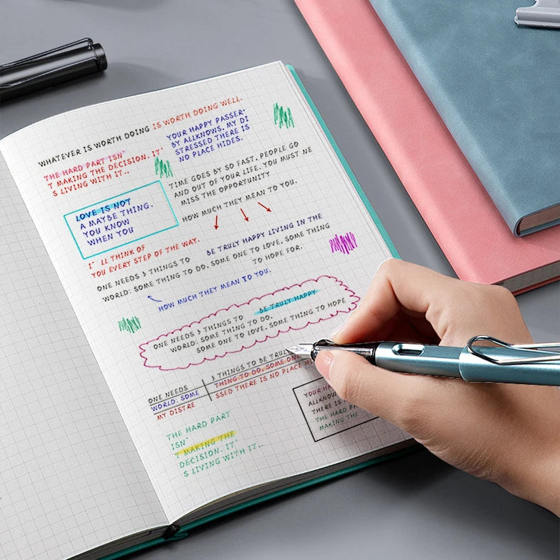 A5/B5 Thickened Notebook 100sheets Grid Square Diary Notebooks and Journals Soft Pu Leather Sketchbook School Stationery
