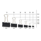 10PCS Metal Paper Clip 19 25 32 41 51mm Foldback Metal Binder Clips Black Grip Clamps Paper Document Office School Stationery