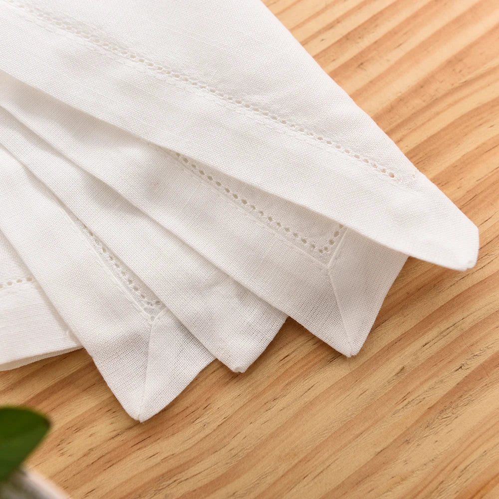 12pcs Table Napkins Wedding Party Dinner Table White Cloth Napkin Restaurant Home Napkins Cotton Linen Handkerchie 4 Size