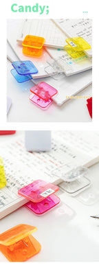 5pcs Candy Mini Square Clips Transparent & Solid Color Page Holder Paper Clip for Memo File Magazine Household A6794
