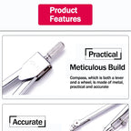 Stainless Steel Multifunctional Drafting Drawing Compass/Lead Core Math Geometry Circles Tool Durable Supplies 8600/8601