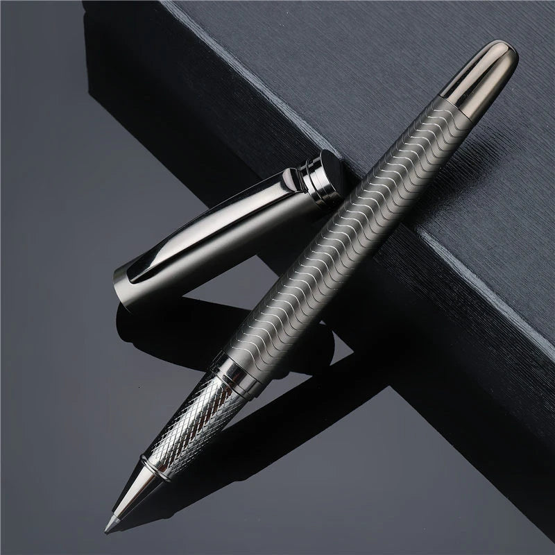 1 PC High Quality Luxury Full Metal Ballpoint Pen Silver Plating Ball Pens Business Writing Signing School Office Supplies 03733