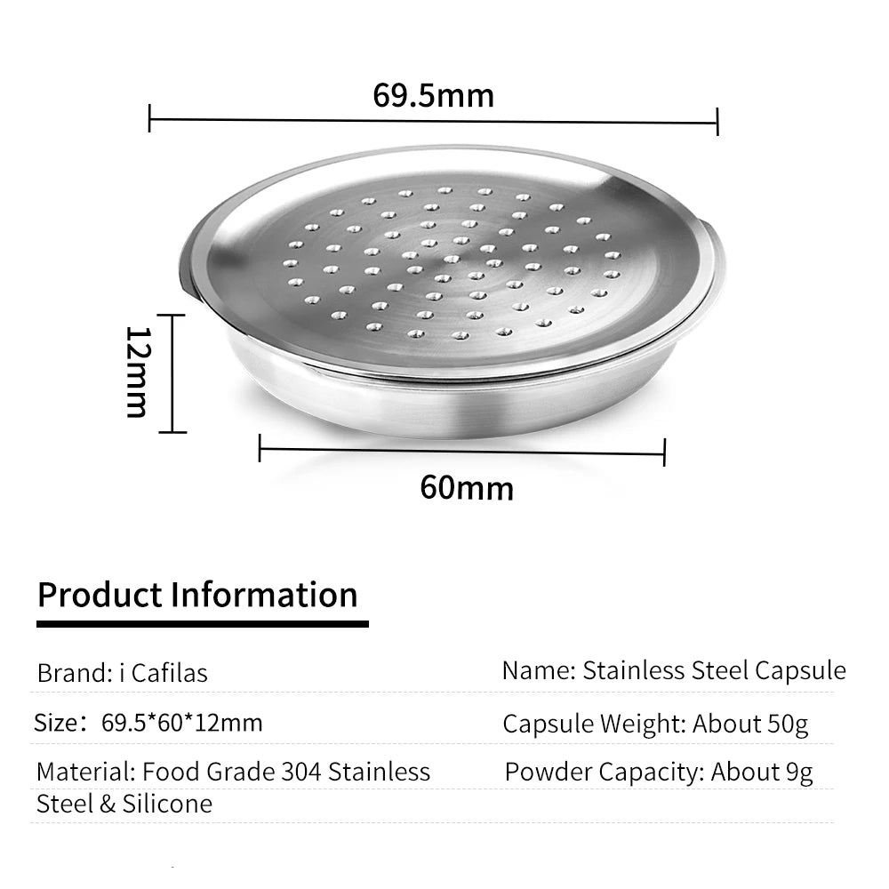 ICafilas for Philips Senseo Machine Stainless Steel Coffee Capsule Caps Reusable Filter Espresso Coffee Maker