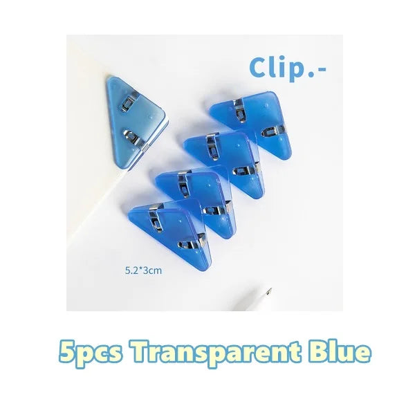 5pcs Mini Color Corner Clips Set Transparent & Solid Colorful Page Holder Paper Clip Clamp File Index Photo Office School A6692