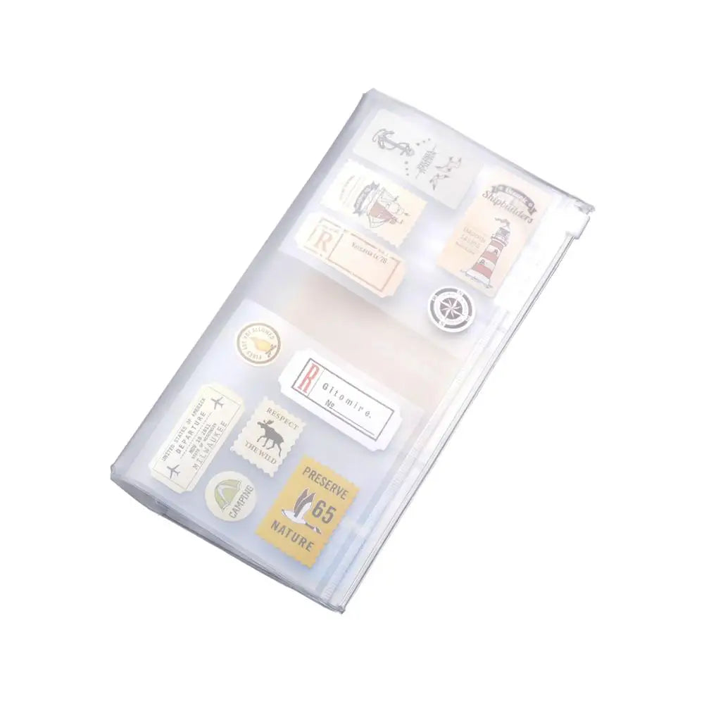 Traveler's Notebook PVC Storage Bag Pouch with Zipper Card Pocket Portable A5/Standard Size Passport Folder - 4 Sizes Available