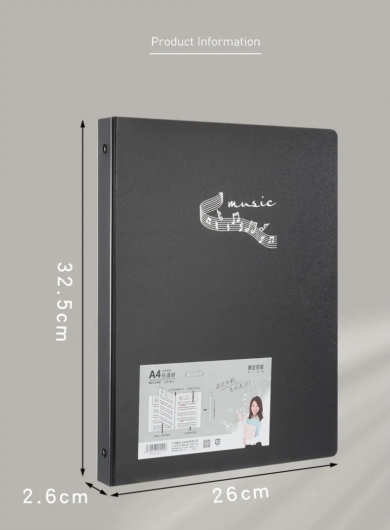 Piano Music Binder A4 3-Rings Sheet Music Folder Transparent Sleeves Music Scores A4 Folder With Rings