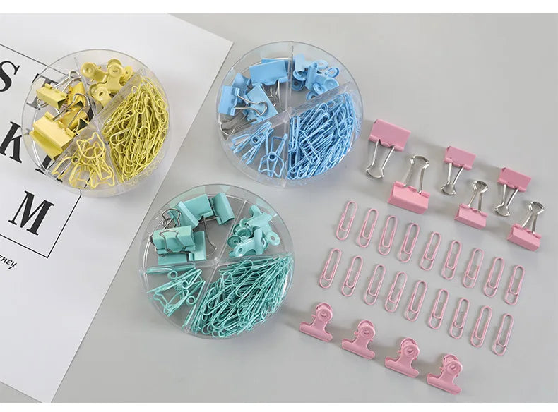 80Pcs/lot Color Binder Clips Set Mint Green Pink blue Multi Paper Clips Kawaii Stationery Office Accessories School Supplies