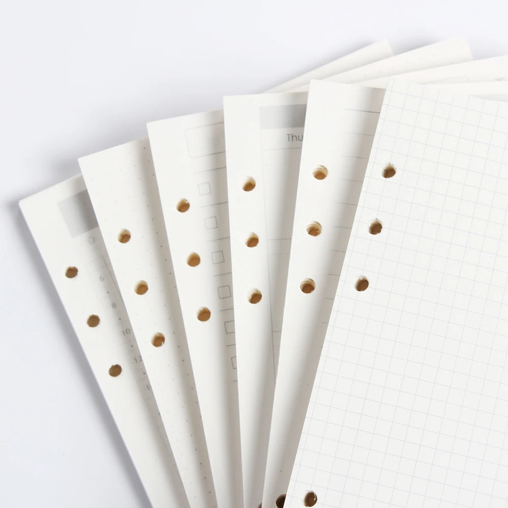 Diary 2025 Classic 6 Holes Binder Notebook Inner Paper Core/refilling Inner Papers:line,grid,dots,list,daily Weekly Monthly Plan