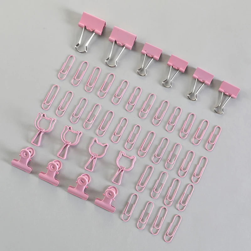 80Pcs/lot Color Binder Clips Set Mint Green Pink blue Multi Paper Clips Kawaii Stationery Office Accessories School Supplies