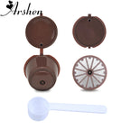 Arshen 3pcs/Set Dolce Gusto Plsatic Refillable Coffee Capsule with Spoon Brush 200 Times Reusable Compatible Nescafe Dolce Gusto