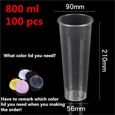 100PCS Plastic Cups With Dome Lids for Iced Cold Drink Coffee Tea Smoothies Sodas Water Party Disposable Tableware dessert cups