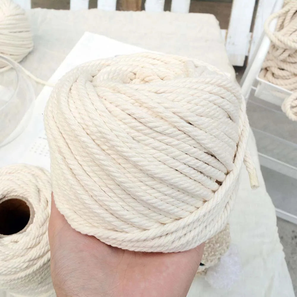 Macrame Cord 1/2/3/4/5/6/8/10/12mm Natural Cotton Cord Twisted Macrame Rope String DIY Craft Knitting Making Plant Hangers