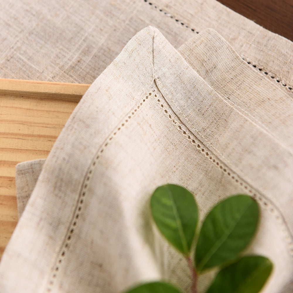 12pcs Table Napkins Wedding Party Dinner Table White Cloth Napkin Restaurant Home Napkins Cotton Linen Handkerchie 4 Size