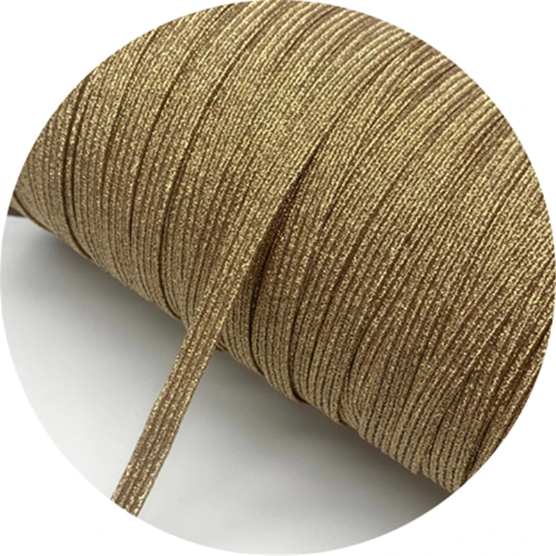 5yards/Lot 6mm Glitter Elastic Ribbon Sewing Elastic Band Fiat Rubber Band For Waist Band Stretch Rope DIY Mask Lanyard