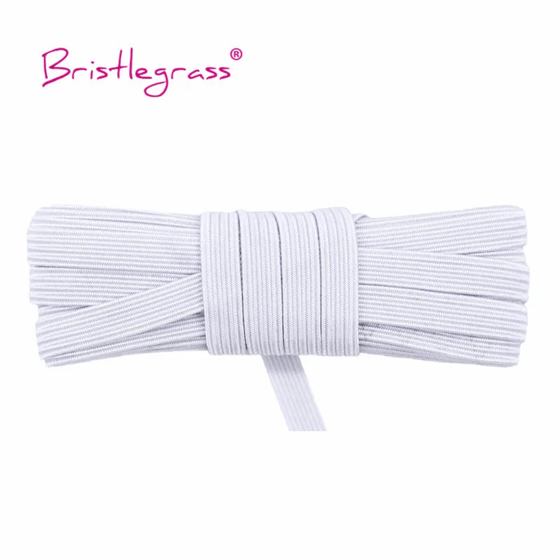 BRISTLEGRASS 2 5 10 Yard 1/4" 6mm Flat Skinny Elastic Cord Glitter Latex Rubber Band Rope Notebook Earloop Dress DIY Sewing Trim
