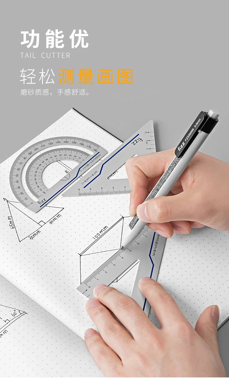 Youpin 4 in 1 Fizz Metal Ruler Stationery Set Aluminum Alloy Multifunctional Combination Ruler Ruler Triangle Protractor Drawing