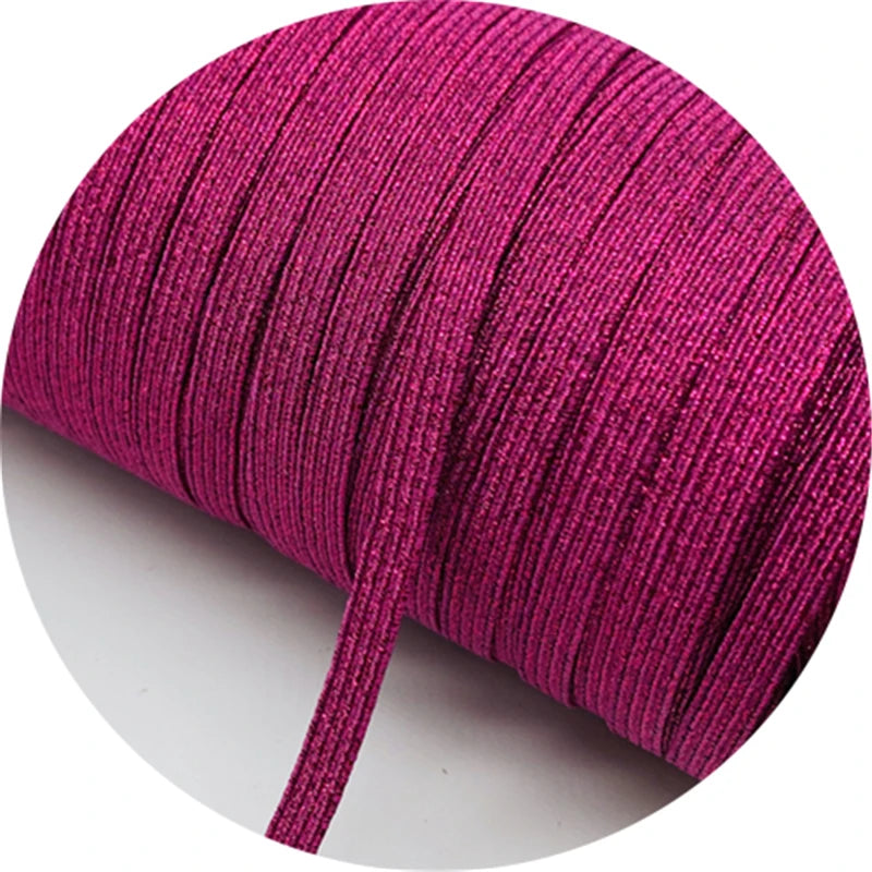 5yards/Lot 6mm Glitter Elastic Ribbon Sewing Elastic Band Fiat Rubber Band For Waist Band Stretch Rope DIY Mask Lanyard