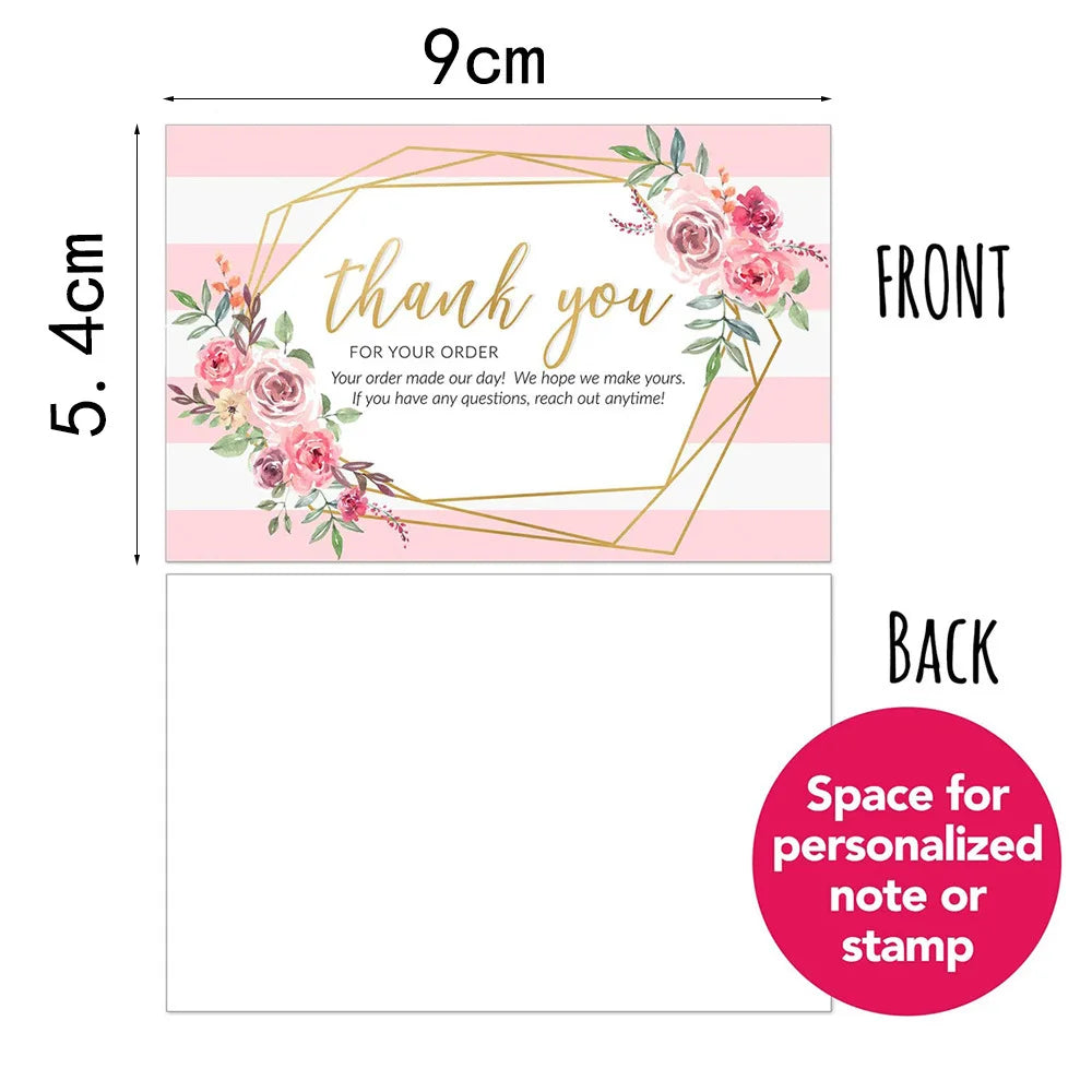 30 Pcs/pack Thank You Card Foil Gold Card Thank You For Your Supporting My Small Business Card Small Shop Gift Decorative Card