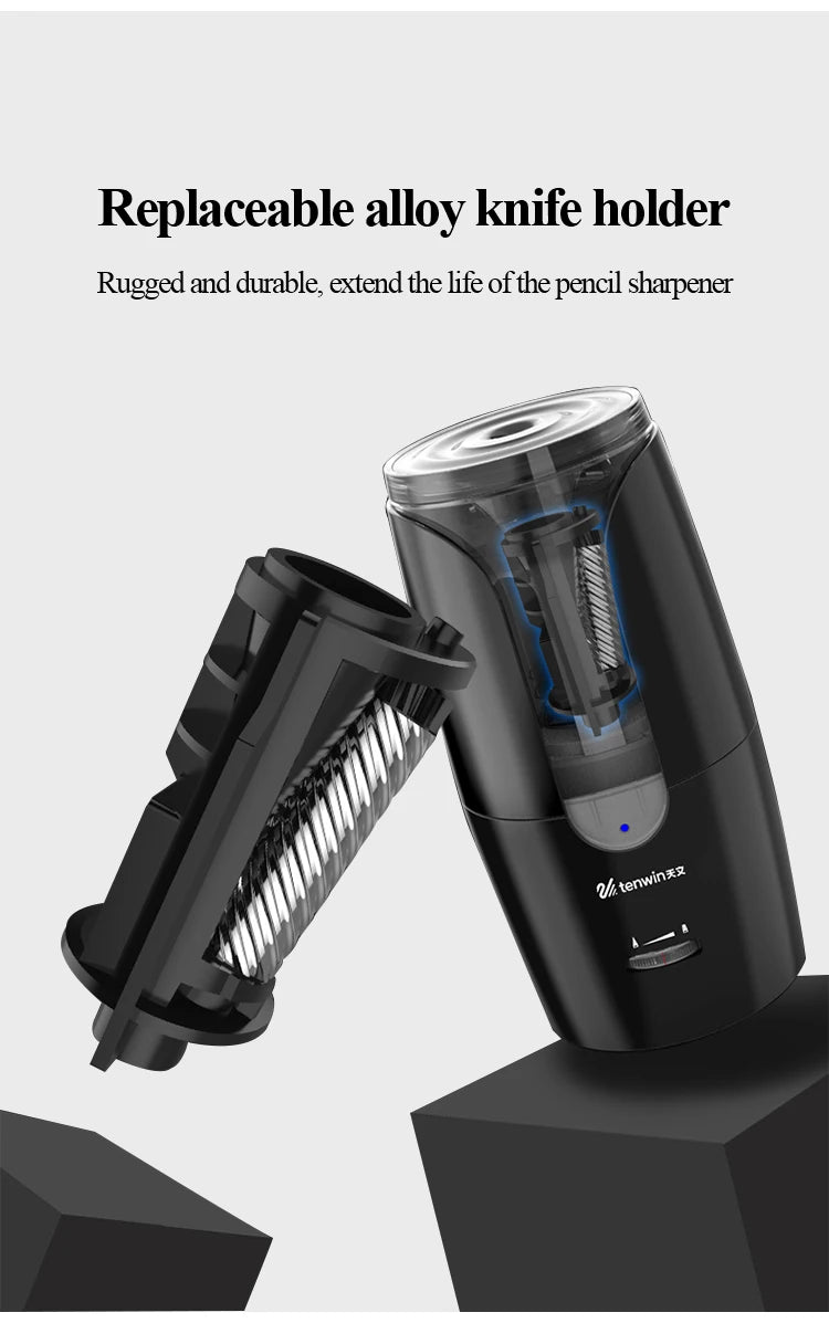 Tenwin 8028 Electric Pencil Sharpener Automatic Mechanical Pencil Sharpener Thick/Fine Nib/Tip Adjustable Student Sketch Drawing
