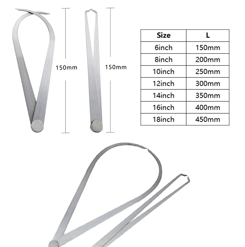 2pcs Calipers 150-450mm Metal Caliper Firm Joint Inside and Outside Caliper Steel Machinist Carving Measurement Tool