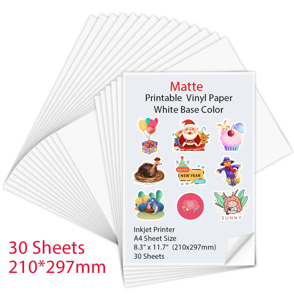 10-100 Sheets A4 self-adhesive Matte Printable Vinyl Sticker Paper for Inkjet printer DIY Crafts Copy Paper Inkjet Printer Paper