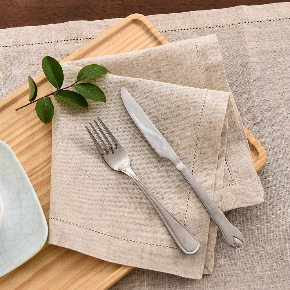 12pcs Table Napkins Wedding Party Dinner Table White Cloth Napkin Restaurant Home Napkins Cotton Linen Handkerchie 4 Size