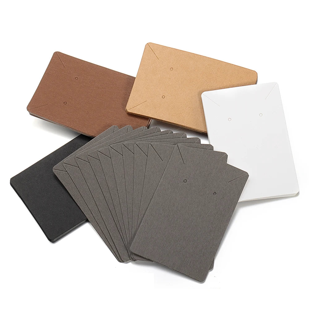 50pcs 6x9cm Earrings Necklaces Display Cards Ear Studs Blank Kraft Paper Card for Jewelry Packaging Hang Price Tag Card Holder