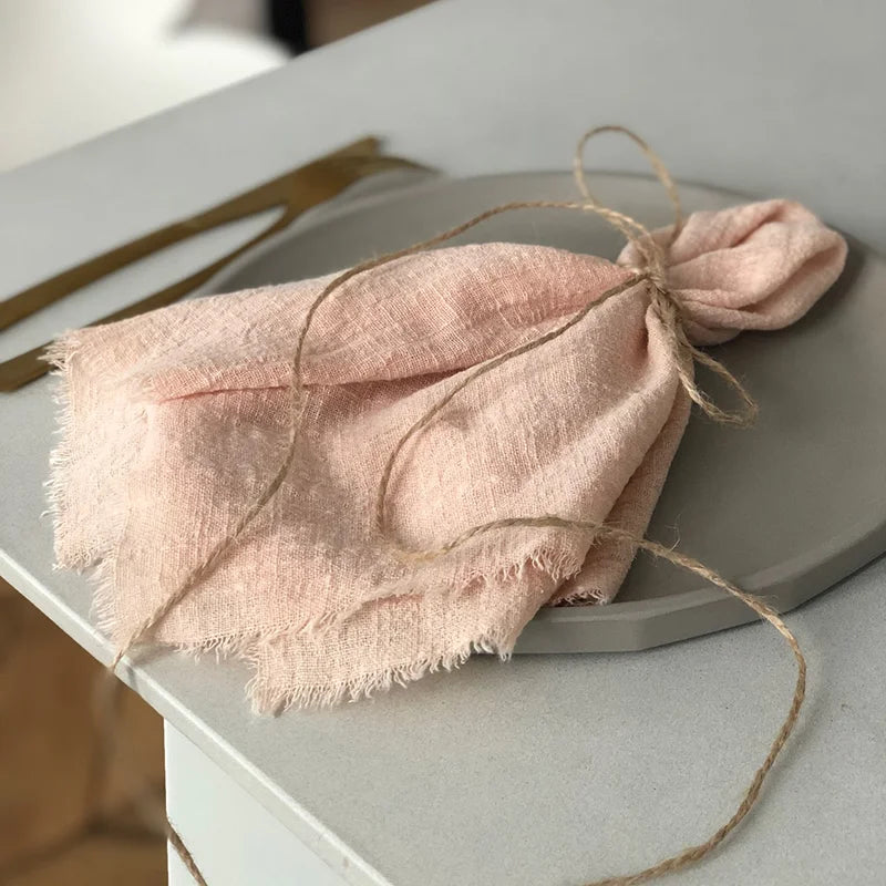 6PCS 43x43cm Dinner Table Rustic Decor Muslin Tea Towels, Birthday Decore Retro Cotton Cheesecloth, Cotton Gauze Wedding Napkins