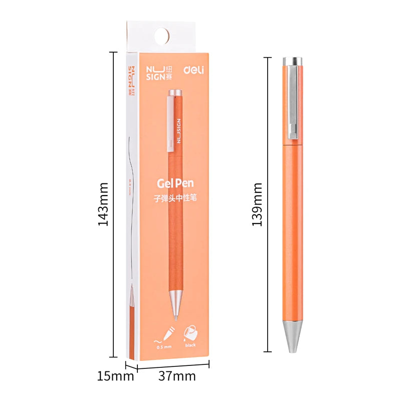 Deli Metal Gel Pen Rollerball Caneta ручка Ballpoint 0.5MM Signing Pens for Office Students Business Stationary Supplies