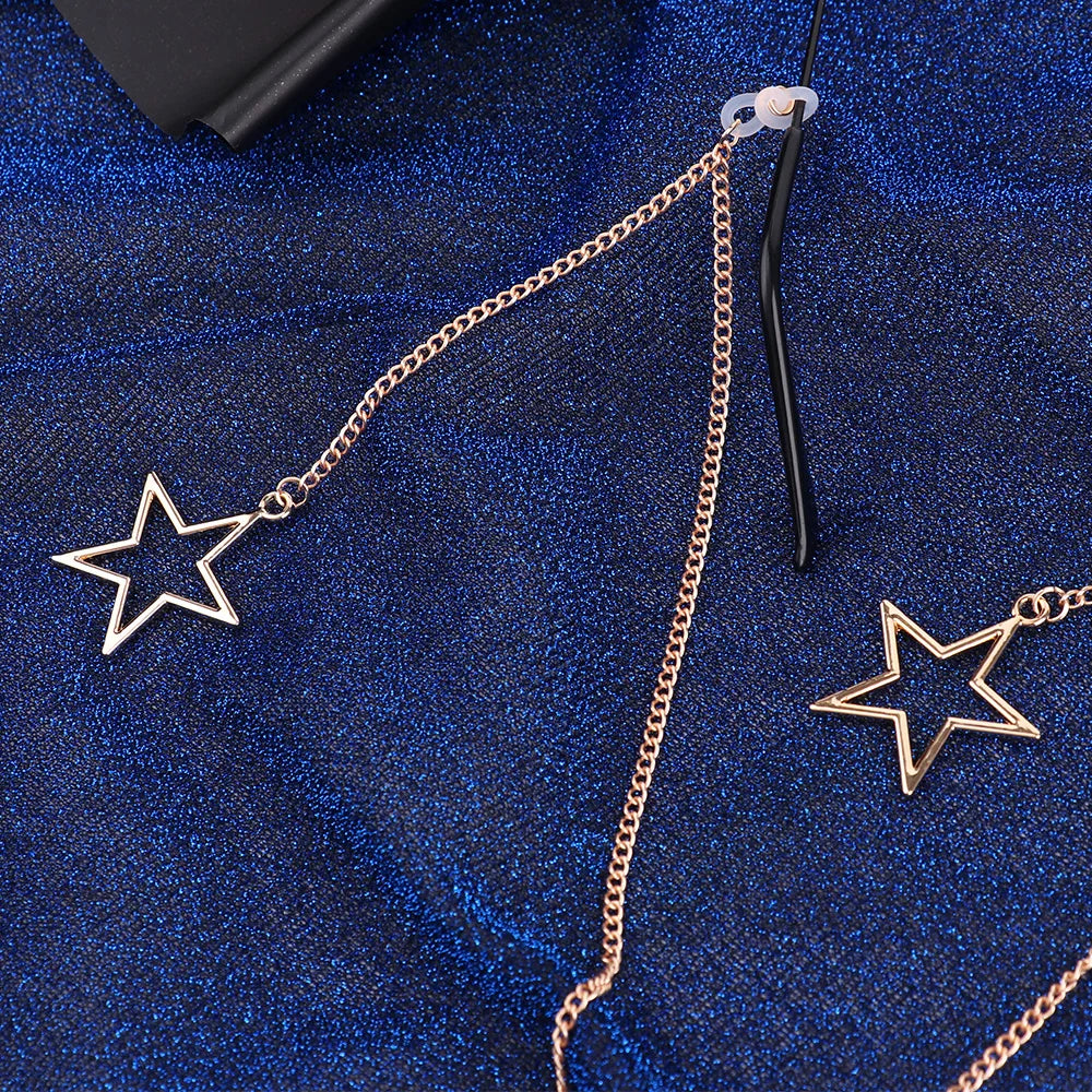 New Fashion Women Eyeglass Chain Hollow Star Pearl Beaded Sunglasses Reading Glasses Lanyard Eyewear Holder Neck Strap Rope
