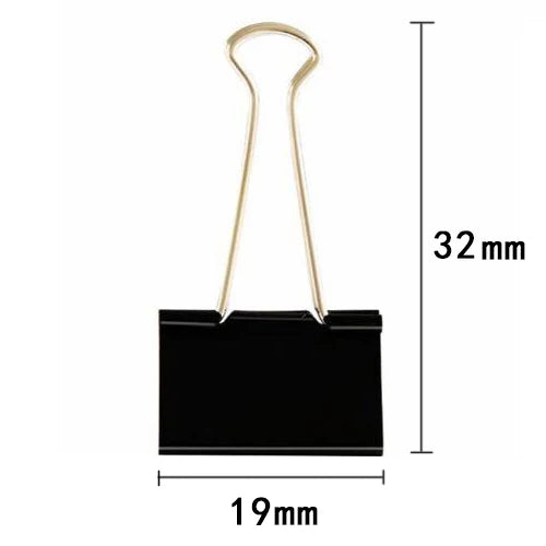 10PCS Metal Paper Clip 19 25 32 41 51mm Foldback Metal Binder Clips Black Grip Clamps Paper Document Office School Stationery