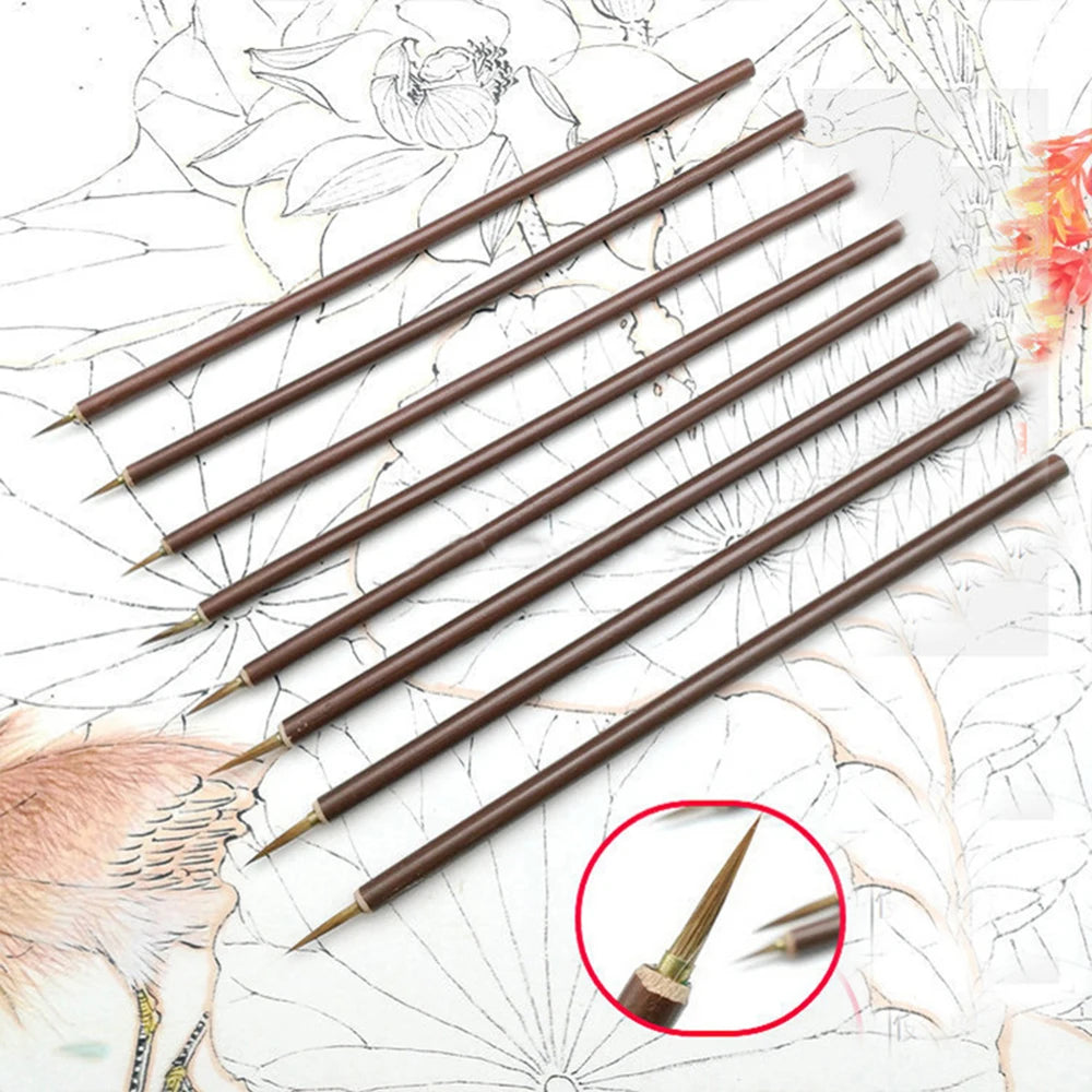 3pcs/set Metal Weasel Hair Brush Pen Hook Line Paint Brush Chinese Calligraphy Brush Art Oil Painting Brush