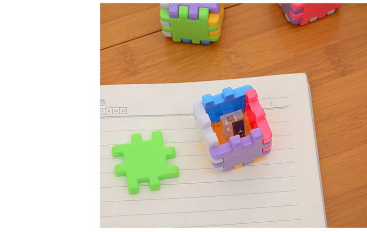 Kawaii Creative Blocks Pencil Sharpener Stationery School Office Supplies Novelty Gift Cube Funny
