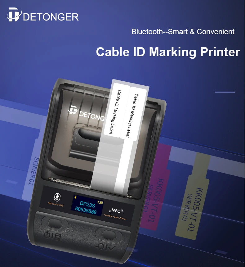 DETONGER DP23S Barcode QR Code Clothes Jewelry Price Tag Printer Android iOS Bluetooth Connection PC Printer