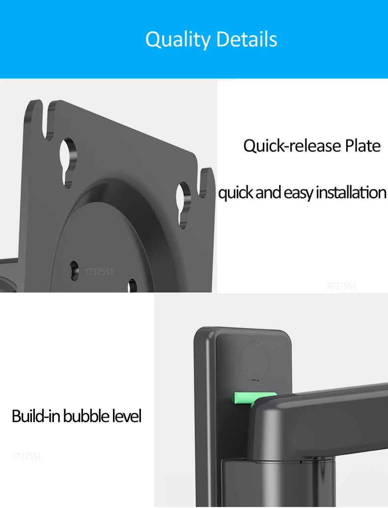 NB F150 F15T 3-12kg 100x100 Gas Spring Dual Arm Laptop Wall Mounted Bracket 13'-27' Notebook Holder Stand Aluminum Retractable
