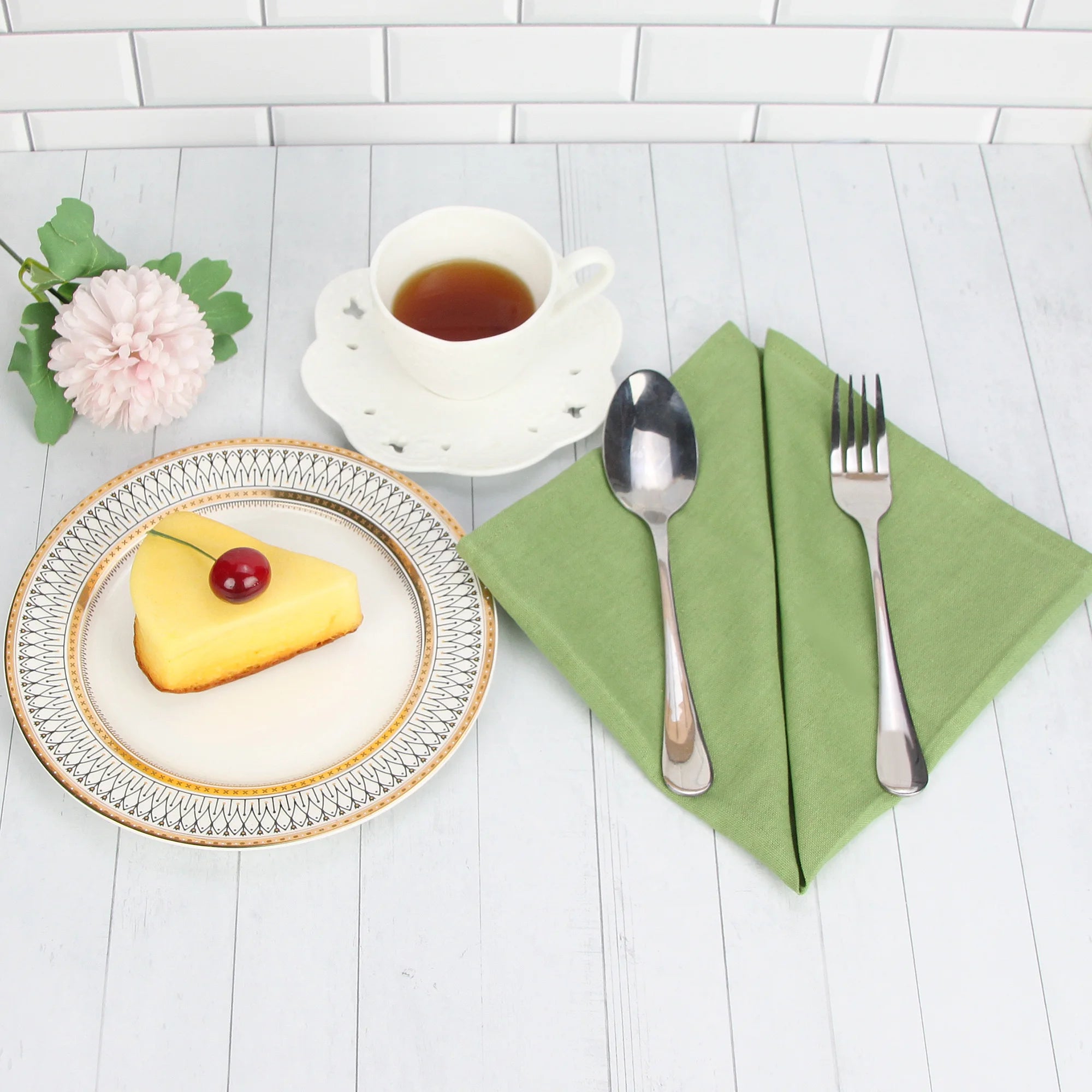 Set of 12 PCS 40x40cm Cotton Linen Blended Cloth Napkins Placemats Soft Dining Table Tea Towels For Home & Events Use