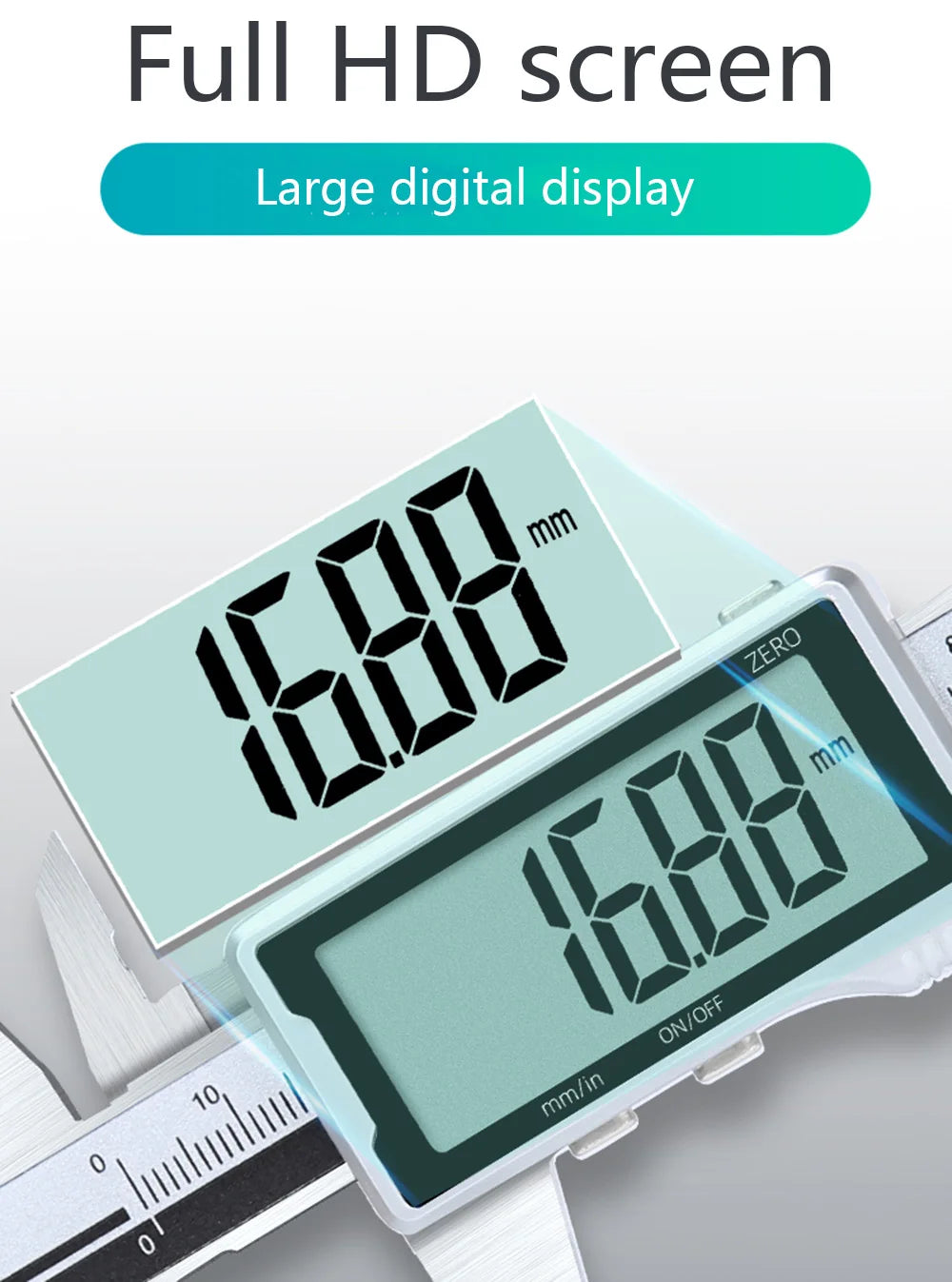 Electronic Digital Caliper HD Full Screen Full Metal 0-150/200/300mm Stainless Steel Vernier Caliper Precise Measurement Tool