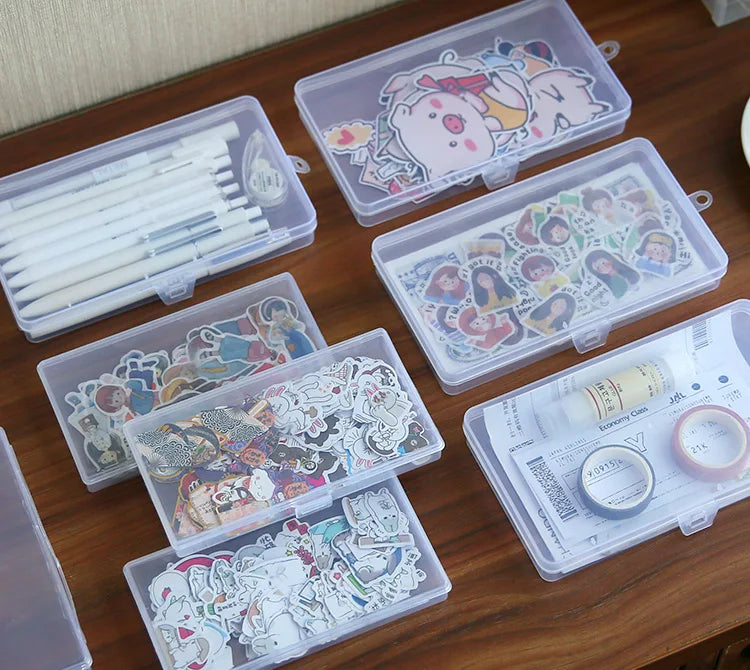1 PC Stationery Stickers Plastic Storage Box Organizer Container Art Tool Case for Craft Desktop