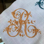 Customized Victorian Monogrammed Embroidered Dinner Napkins Placemat，Elegant Design for Wedding, Party, Gift