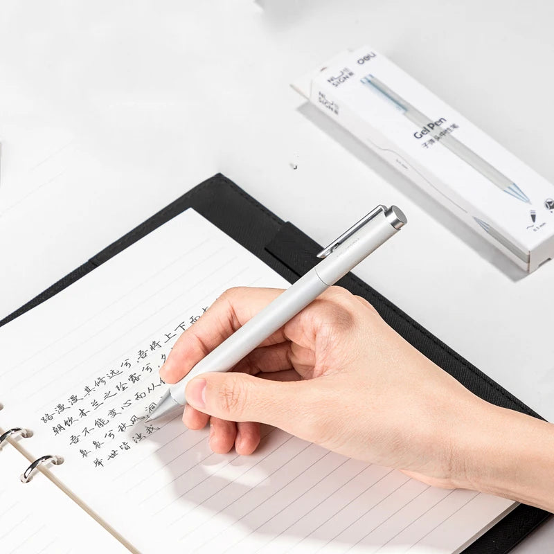 Deli Metal Gel Pen Rollerball Caneta ручка Ballpoint 0.5MM Signing Pens for Office Students Business Stationary Supplies